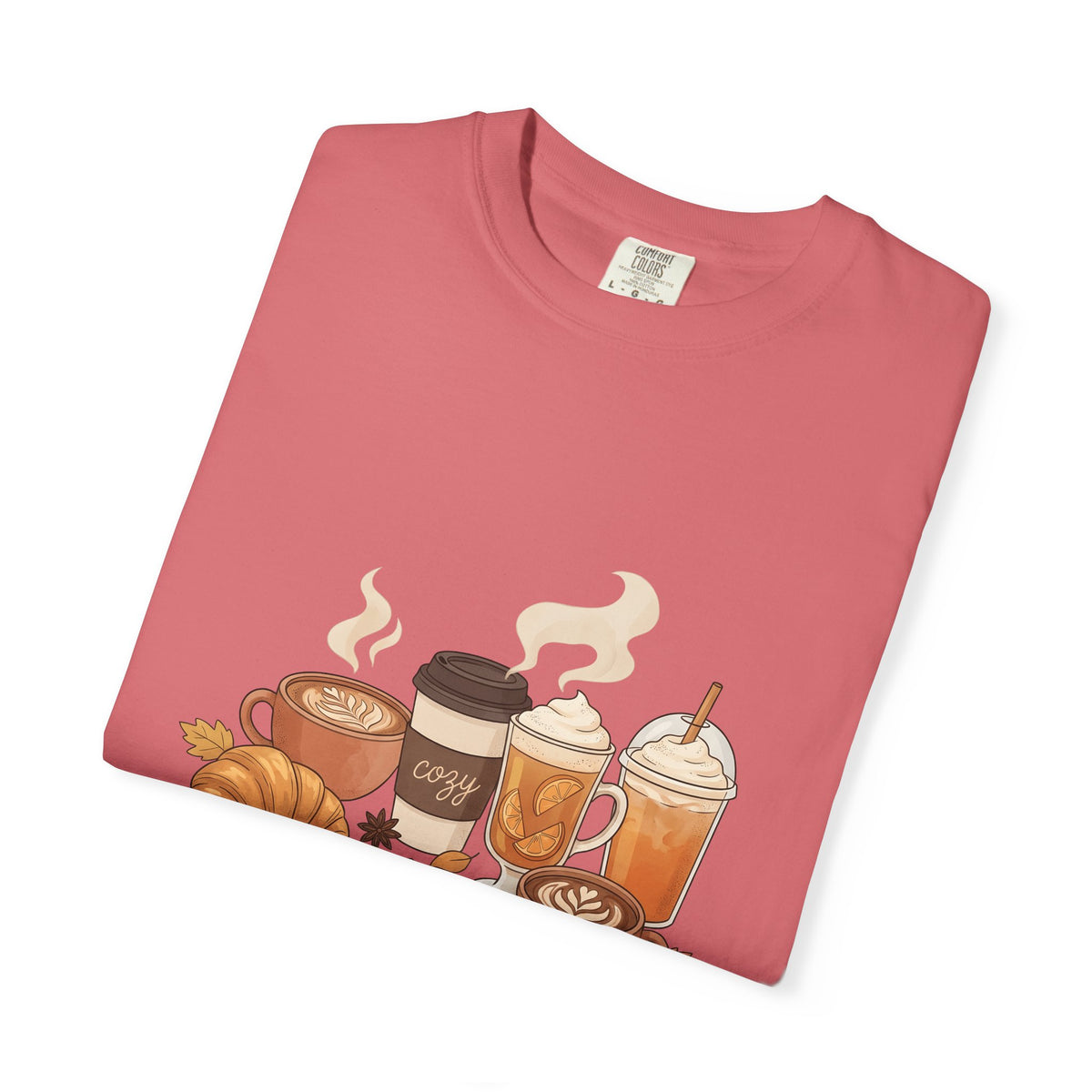 Espresso Drinks T-Shirt Coffee Harvest Gift Women Cartoon T-Shirt Coffee T-Shirt Coffee Fan Illustrated Graphic Autumn Design Line Art Baked Goods