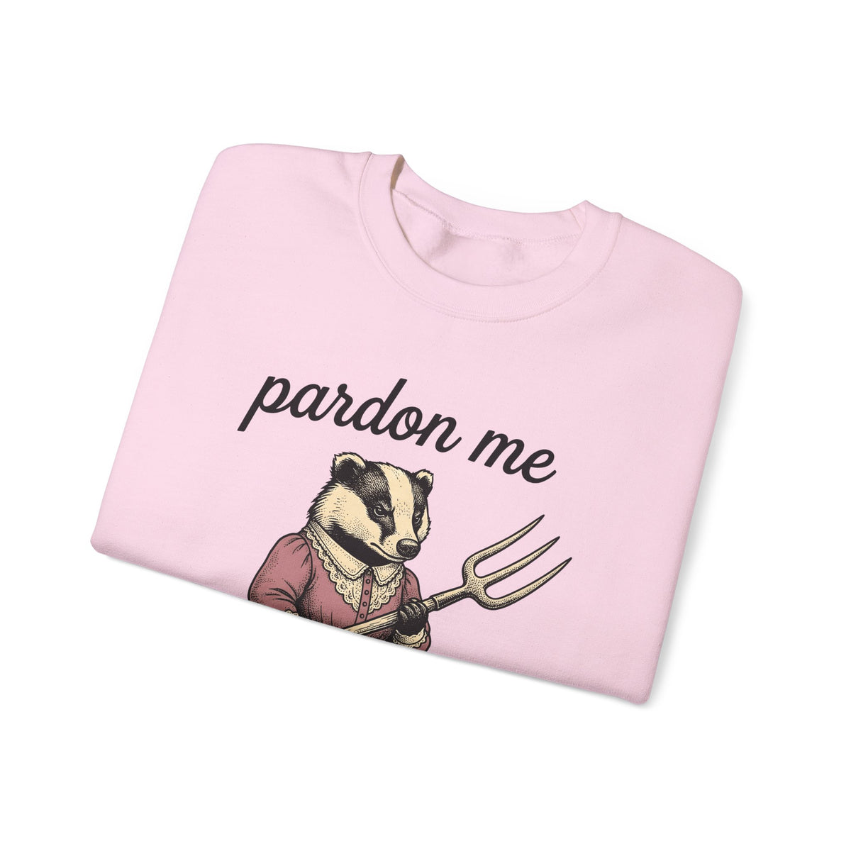 Badger Attire Sweatshirt Funny Critter Gift Women Rustic Sweatshirt Badger Sweatshirt Humor Fan Folk Sweatshirt Animal Graphic Doodle Fork Tool Sweatshirt