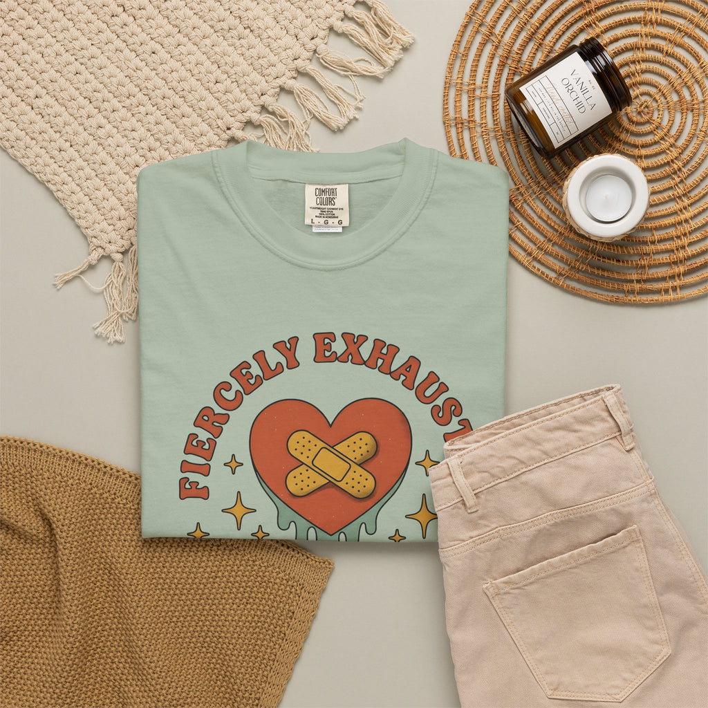 Love Patch T-Shirt Mom Wellness Gift Women Vintage T-Shirt Heart Patch T-Shirt Motherhood Enthusiast Retro T-Shirt Self Care Graphic Hand Drawn