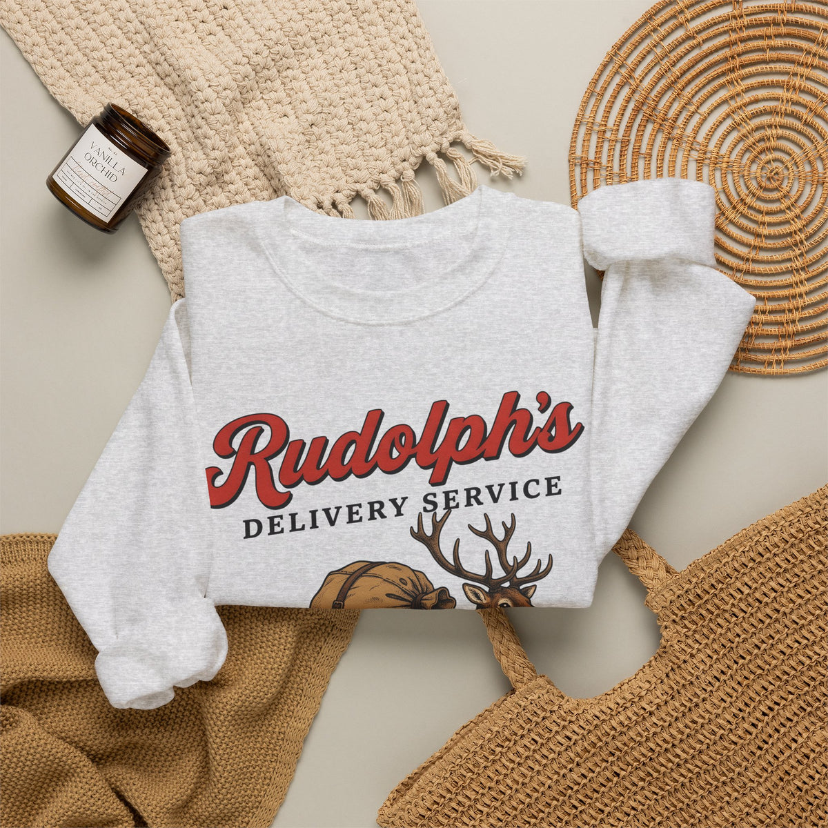 Deer Illustration Sweatshirt Christmas Celebration Gift Women Retro Sweatshirt Fawn Sweatshirt Noel Fan Vintage Sweatshirt Party Graphic Sketch Present Sweatshirt