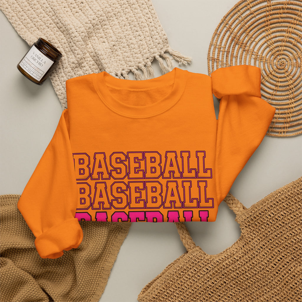 Baseball Lettering Sweatshirt Moms Athletics Gift Women Strong Sweatshirt Lettering Sweatshirt Mom Fan Bold Sweatshirt Sports Graphic Vintage Pink Highlight