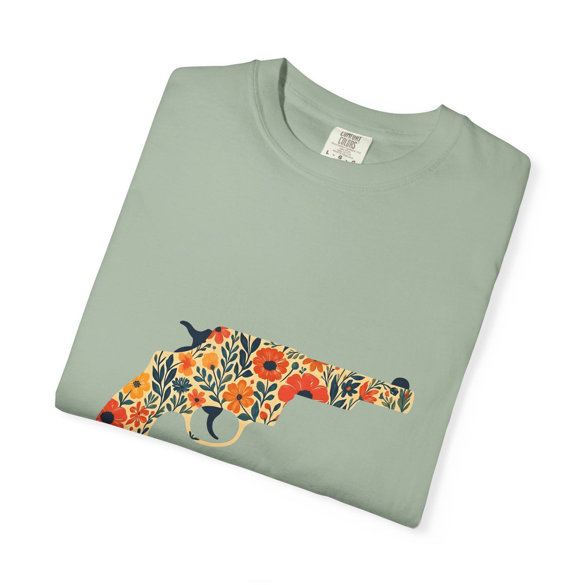 Floral Pistol T-Shirt Cowgirl Western Gift Women Boho T-Shirt Gun T-Shirt Rodeo Fan Hippie T-Shirt Country Graphic Minimal Wildflowers T-Shirt