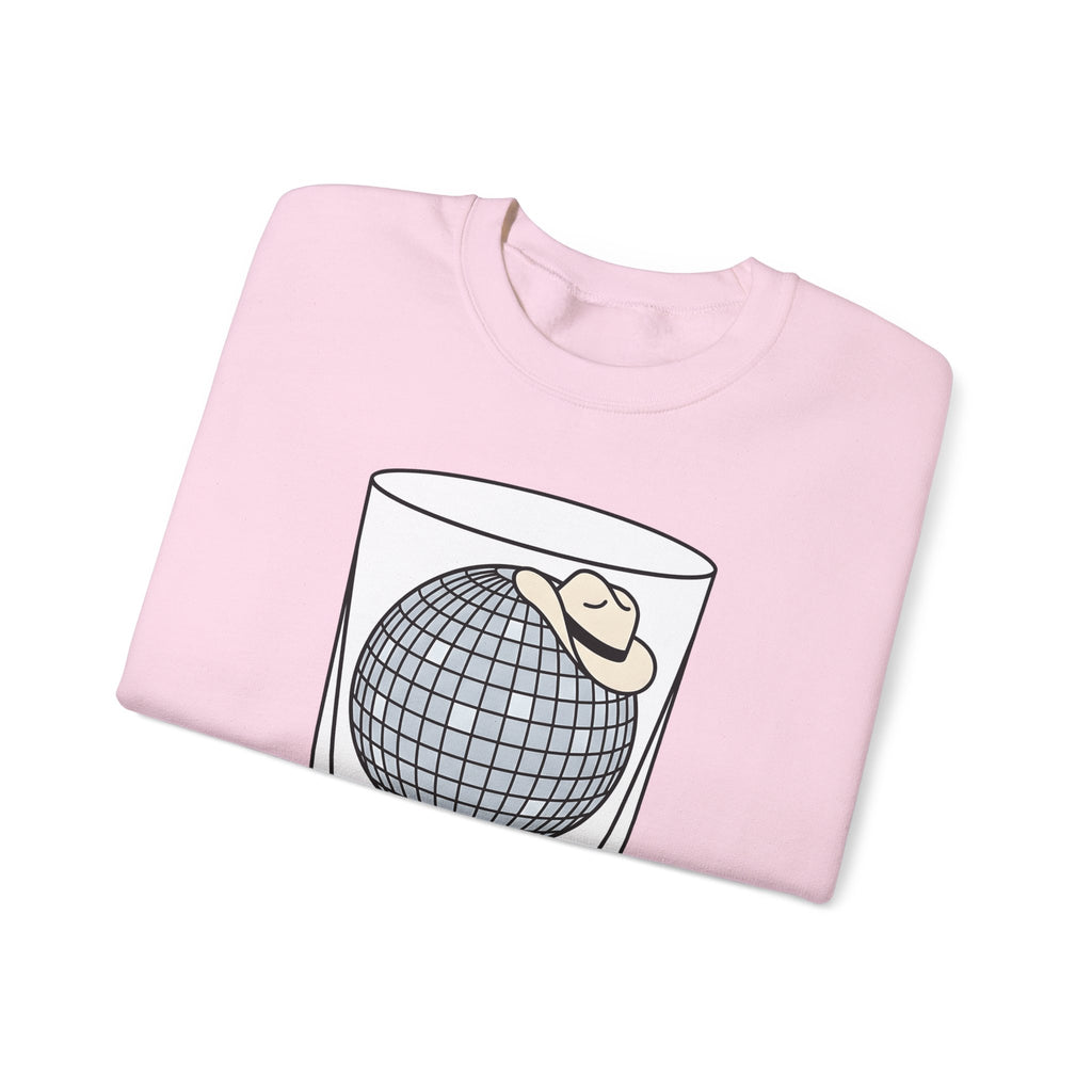 Disco Ball Glass Sweatshirt Cowgirl Festivity Gift Women Cartoon Sweatshirt Mirror Ball Sweatshirt Rodeo Fan Comic Sweatshirt Party Graphic Hand Drawn Cowboy