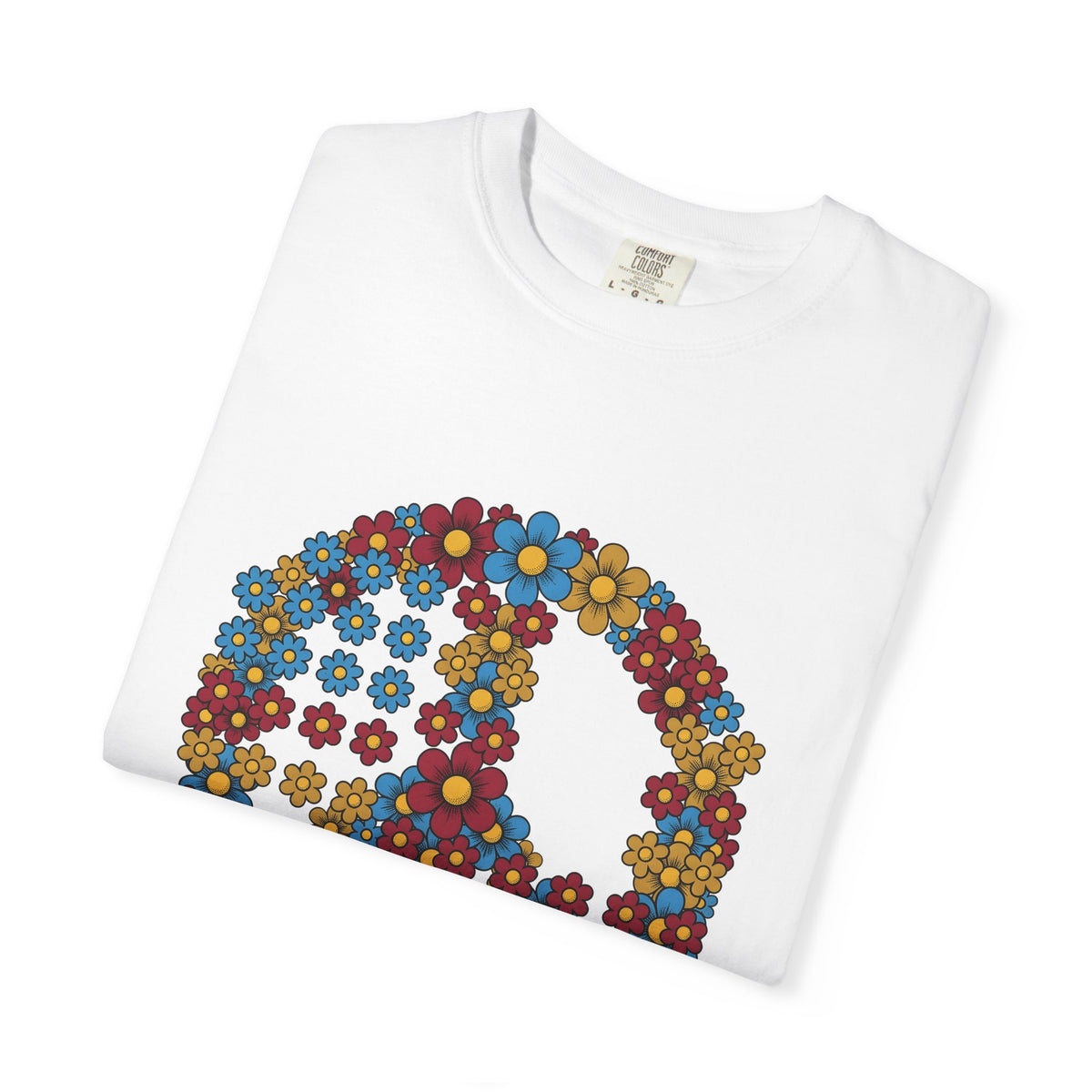 Peace Symbol Flower T-Shirt N Symbol Gift Women Hippie T-Shirt Peace Sign T-Shirt Nature Enthusiast Bohemian T-Shirt Iconic Graphic Retro Chamomile