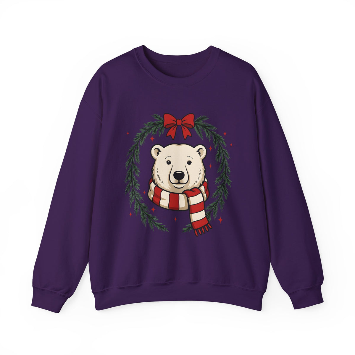 Arctic Bear Sweatshirt Christmas Wildlife Gift Women Comic Sweatshirt Polar Bear Sweatshirt Xmas Fan Cartoon Sweatshirt Animal Graphic Sketch Garland Sweatshirt