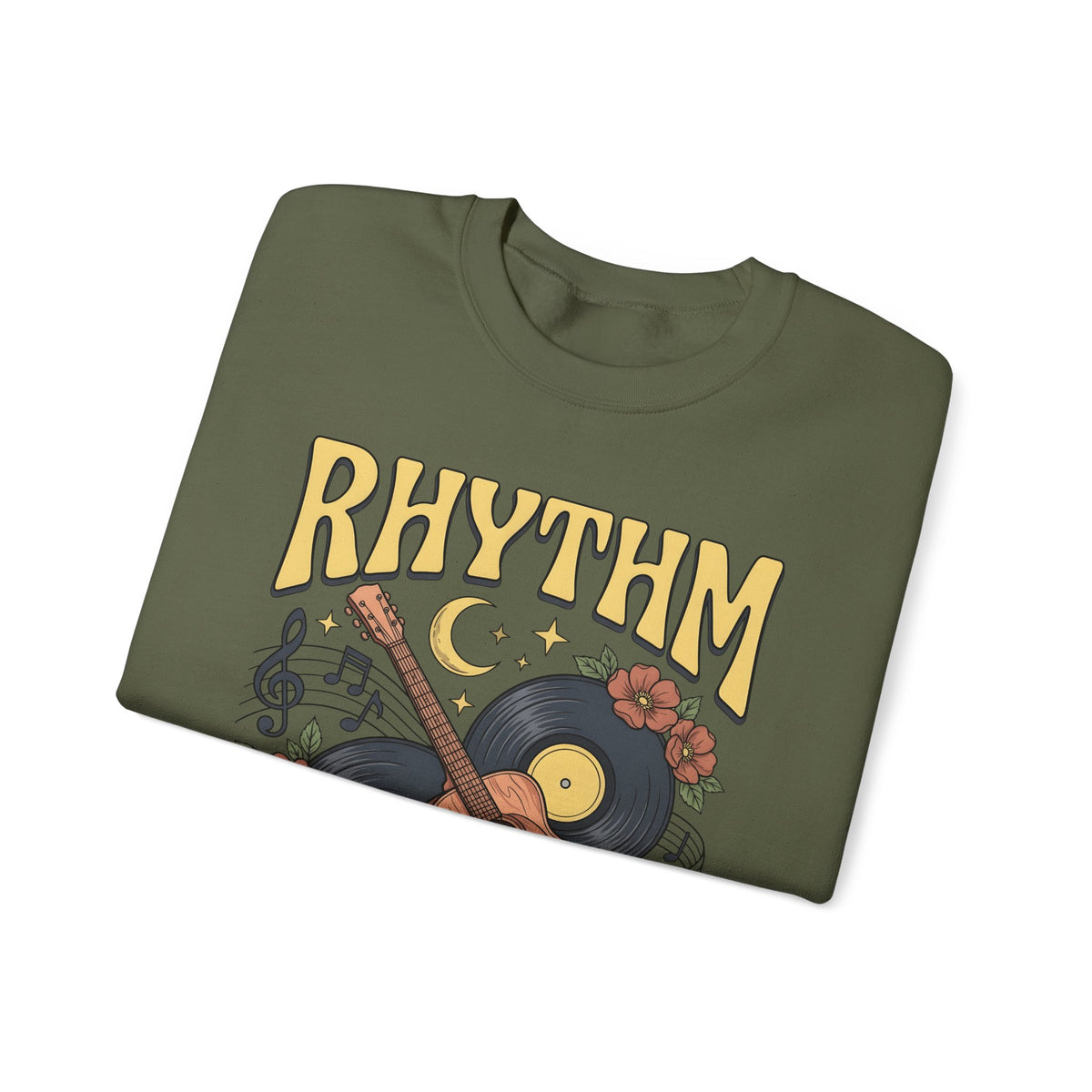 Electric Guitar Records Sweatshirt Music Bouquet Gift Women Free Spirit Sweatshirt Guitar Sweatshirt Music Fan Bohemian Sweatshirt Floral Graphic Old School