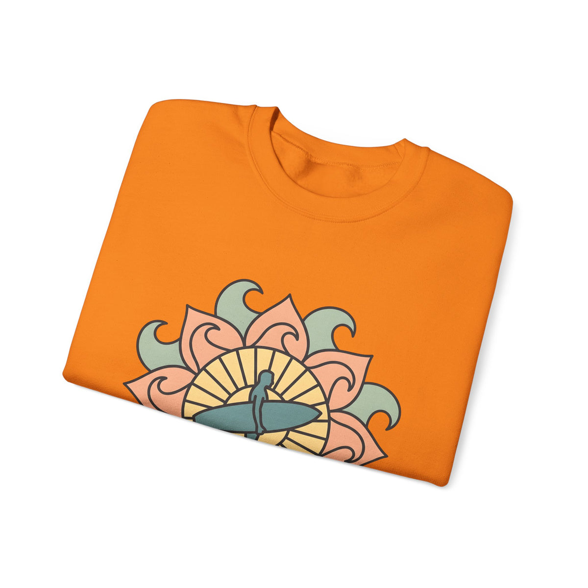Surfer Outline Sweatshirt Sports Ocean Gift Women Hippie Sweatshirt Surfer Sweatshirt Athlete Fan Marine Graphic Sweatshirt Simple Floral Circle Sweatshirt