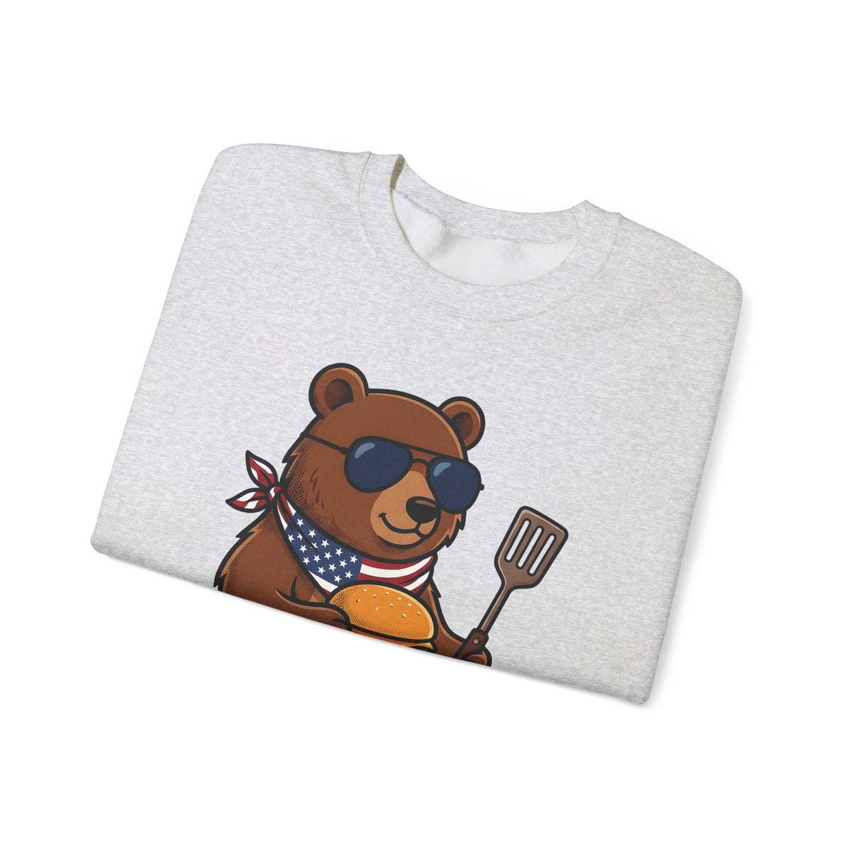 Bear Sandwich Sweatshirt 4th Of July Grilling Gift Women Comic Sweatshirt Sandwich Sweatshirt Independence Fan Cartoon Sweatshirt Barbecue Graphic Vintage