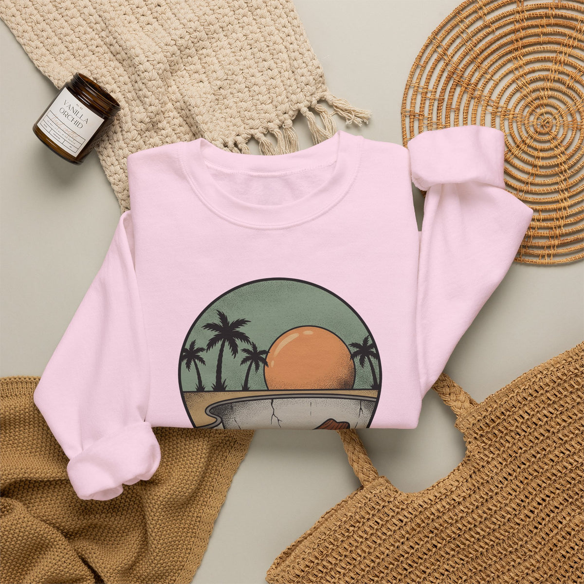 Longboard Design Sweatshirt Skateboarding Seaside Gift Women Classic Sweatshirt Longboarding Sweatshirt Skater Enthusiast Retro Sweatshirt Coastal Graphic Old