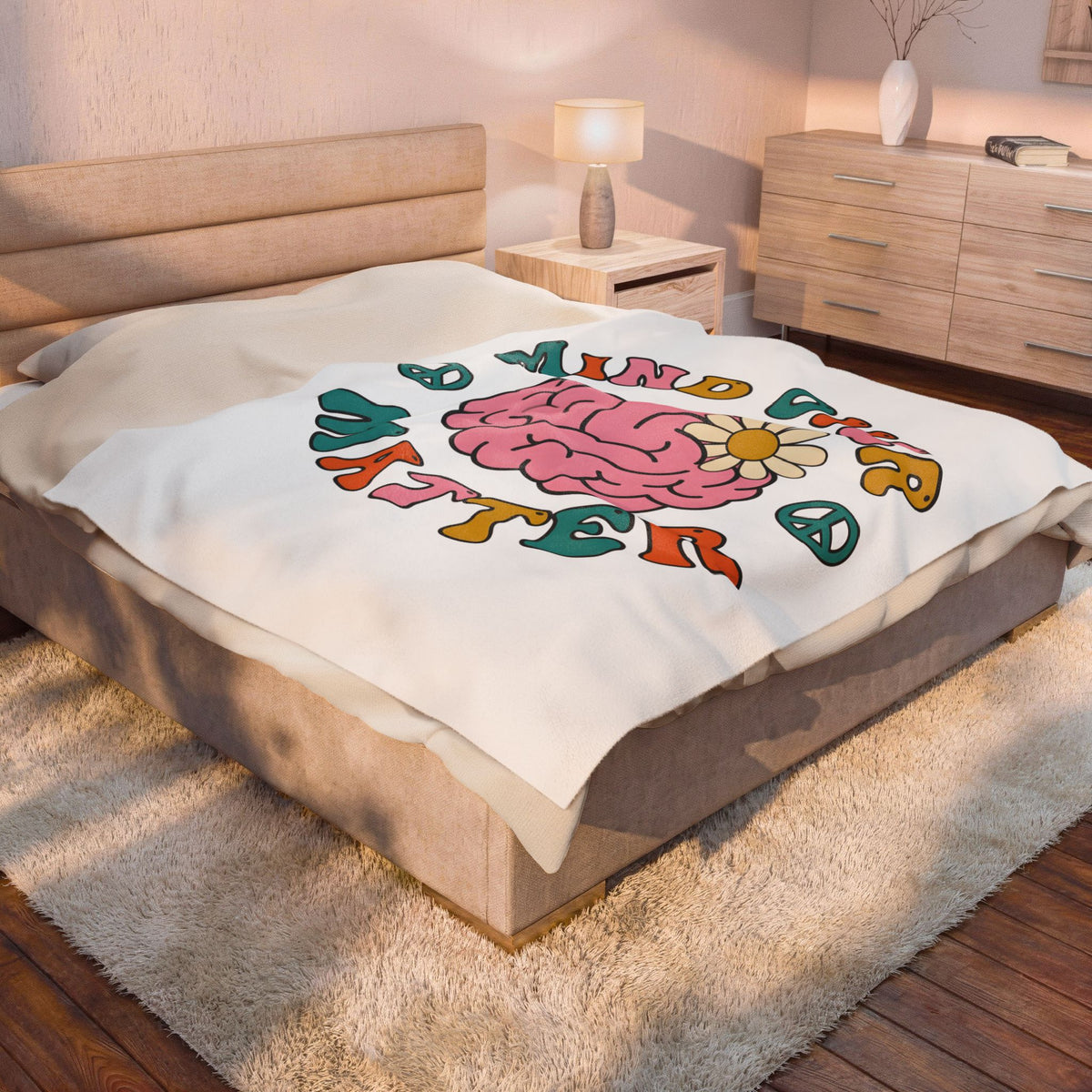 Brain Flower Blanket Teacher Mental Health Gift Women Groovy Blanket Mind Bloom Blanket Educator Enthusiast Psychedelic Blanket Wellness Graphic
