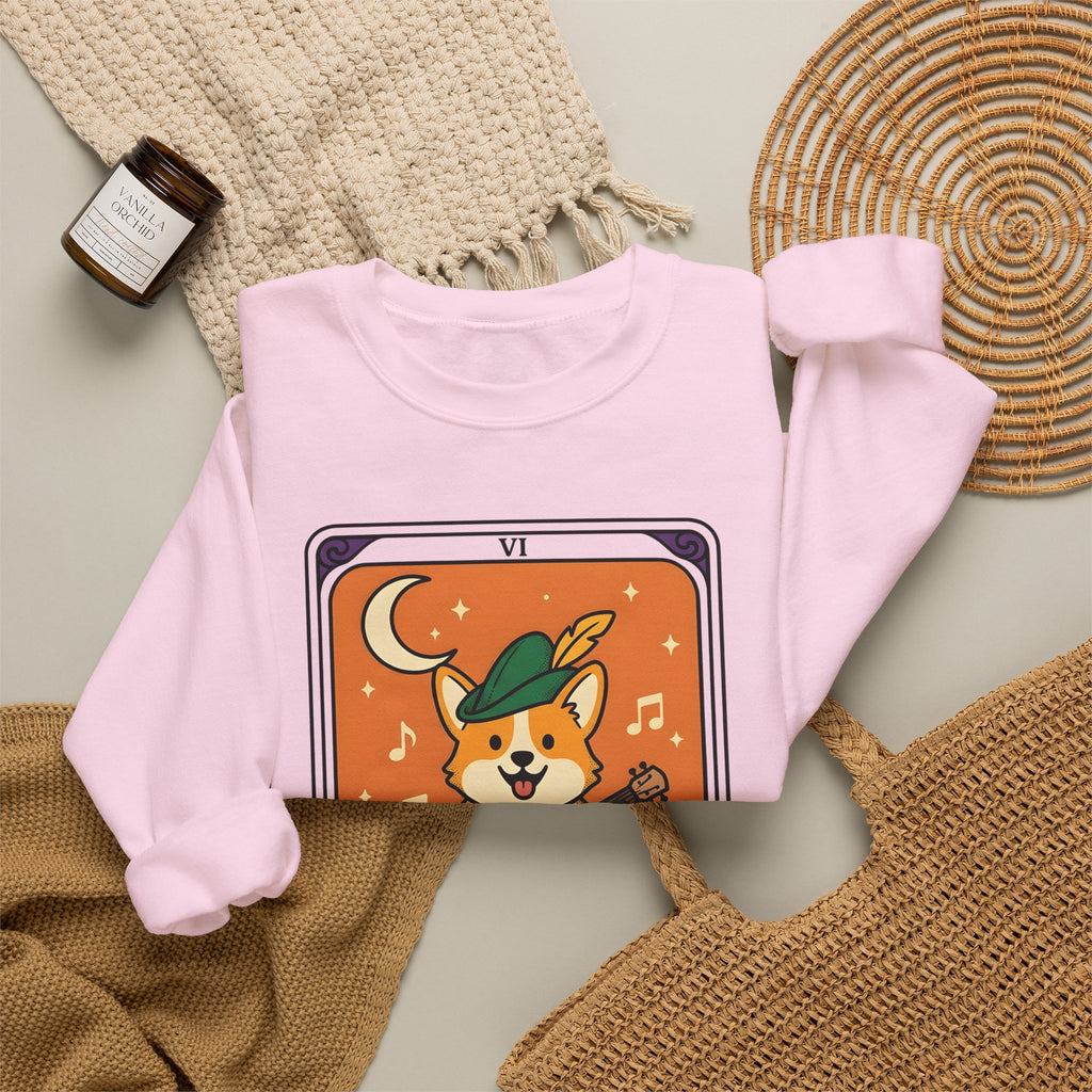 Corgi Performer Sweatshirt Boho Chic Animal Gift Women Anime Sweatshirt Pembroke Welsh Corgi Sweatshirt Bohemian Fan Manga Sweatshirt Animal Graphic Hand Drawn