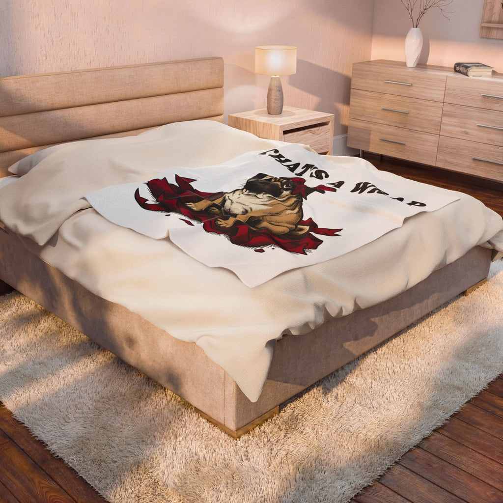 Pug Dog Blanket Christmas Pet Gift Women Vintage Blanket Puggle Blanket Xmas Fan Retro Blanket Animal Graphic Hand Drawn Gift Bow Blanket