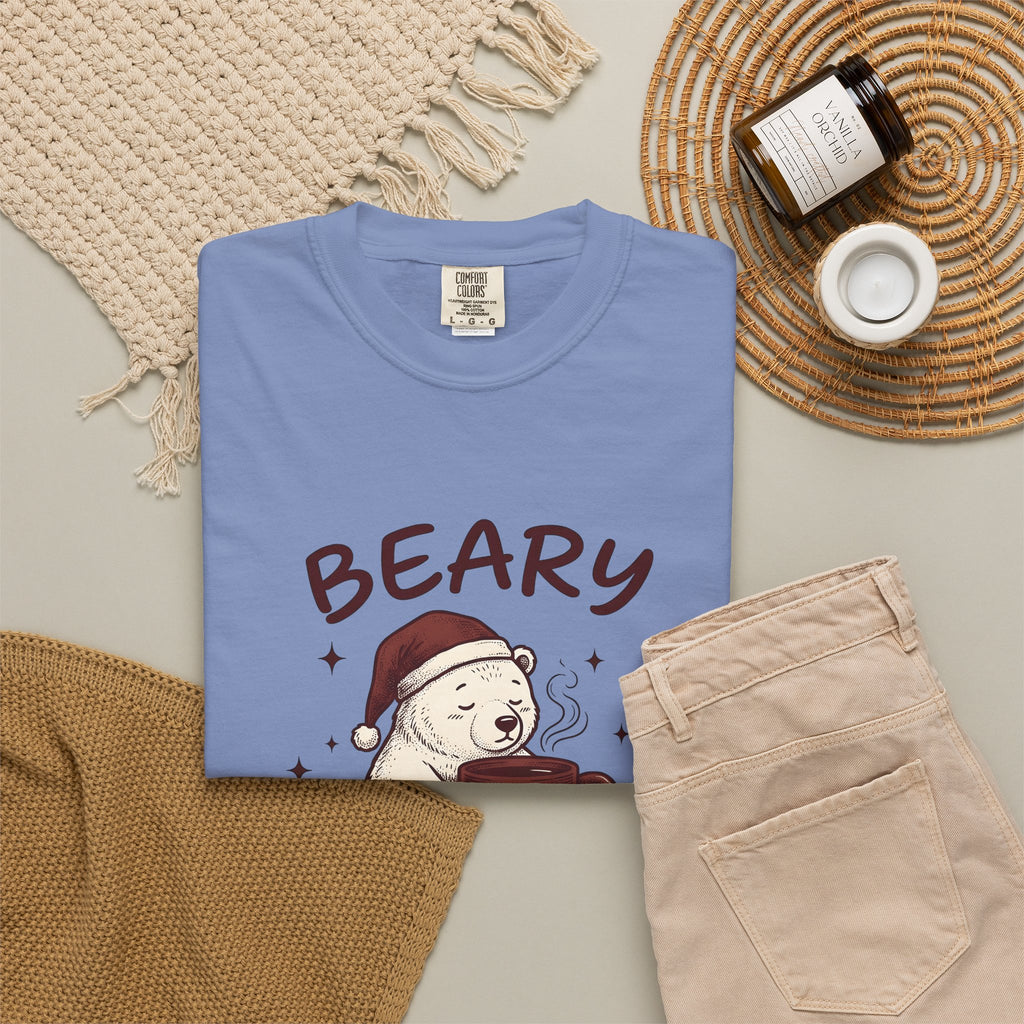 Bear T-Shirt T-Shirt Christmas Animal Gift Women Cute T-Shirt T-Shirt T-Shirt Xmas Fan Coffee T-Shirt T-Shirt Wildlife Graphic Hand Drawn Santa Hat T-Shirt