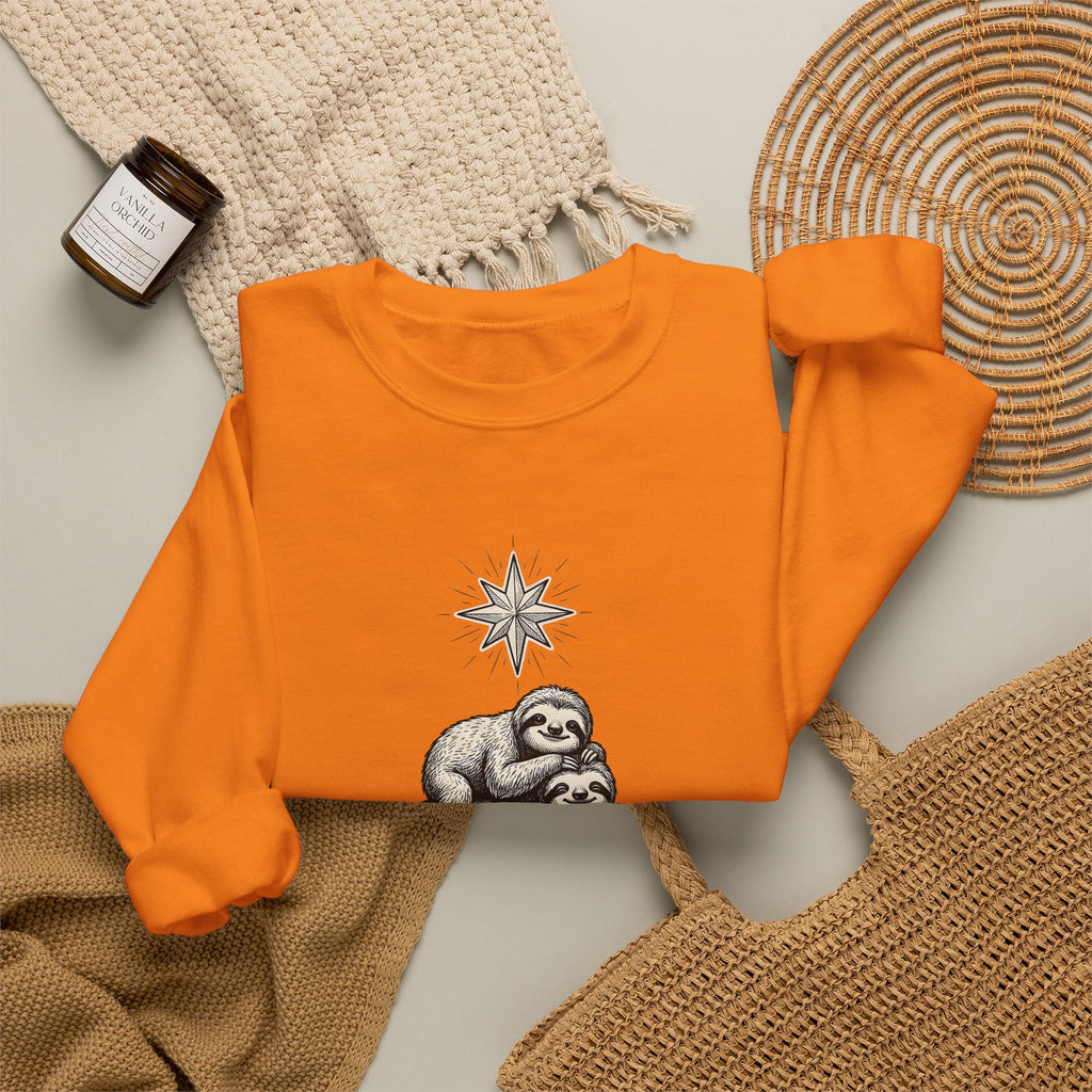 Sloth Stack Sweatshirt Animals Holiday Gift Women Hand Drawn Sweatshirt Sloth Pile Sweatshirt Wildlife Fan Hand Drawn Sweatshirt Christmas Graphic Vintage Star