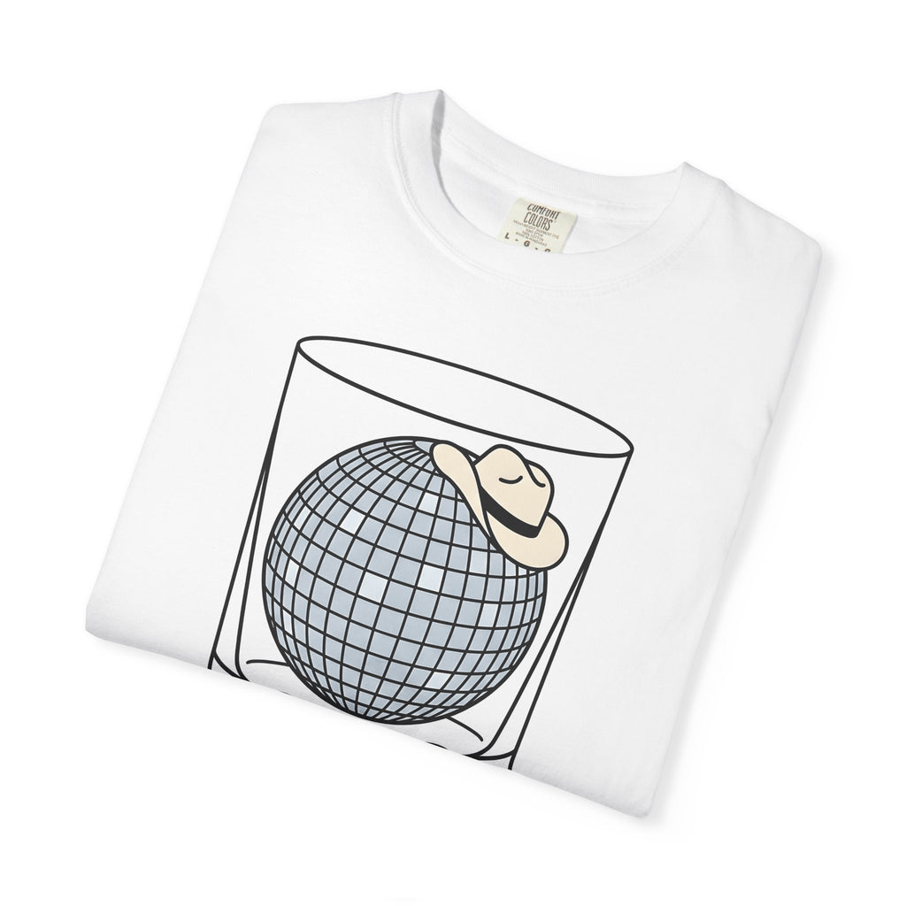 Disco Ball Glass T-Shirt Cowgirl Festivity Gift Women Cartoon T-Shirt Mirror Ball T-Shirt Rodeo Fan Comic T-Shirt Party Graphic Hand Drawn Cowboy