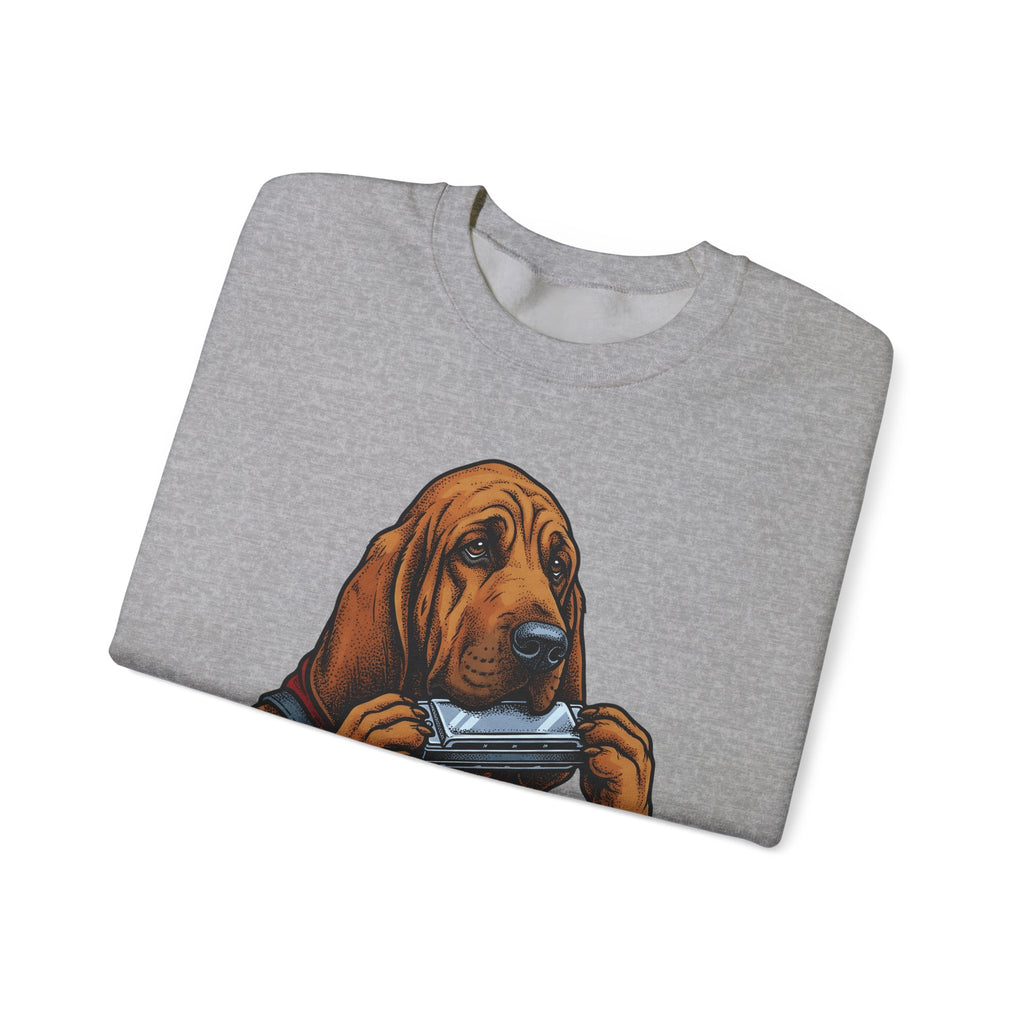 Bloodhound Canine Sweatshirt Dog Songs Gift Women Rustic Sweatshirt Hound Sweatshirt Dog Fan Coonhound Graphic Sweatshirt Cartoon Mouth Harp Sweatshirt