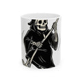 Reaper Skull Mug Halloween Cranium Gift Women Animated Mug Grim Reaper Mug Horror Fan Death Skull Graphic Mug Old School Sickle