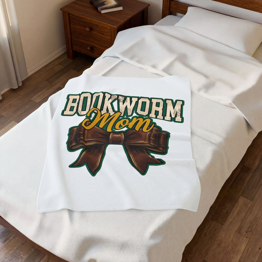 Book Bow Blanket Moms Reading Gift Women Bold Graphic Blanket Bookmark Blanket Mother Fan Graphic Design Book Illustration Retro Stacked Books