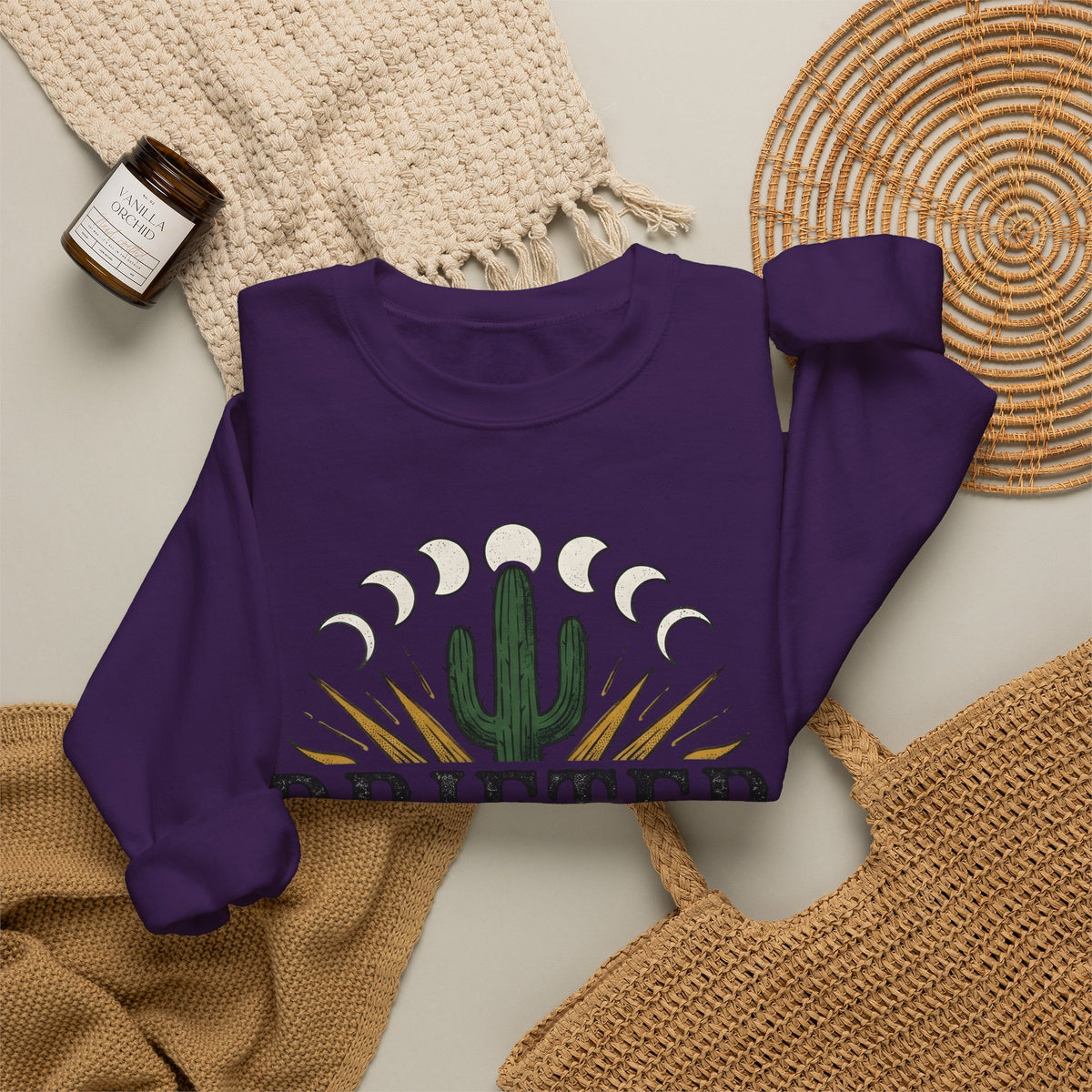 Desert Sun Sweatshirt Cowgirl Cowboy Gift Women Southwestern Sweatshirt Desert Sweatshirt Rodeo Fan Western Sweatshirt Ranch Graphic Antique Moon Cycle Sweatshirt