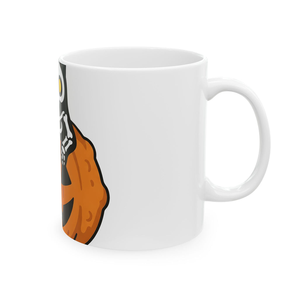 Skeleton Cat Pumpkin Mug Halloween Spooky Gift Women Cartoon Mug Cat Pumpkin Mug Horror Fan Cute Mug Creepy Graphic Minimalist Jack