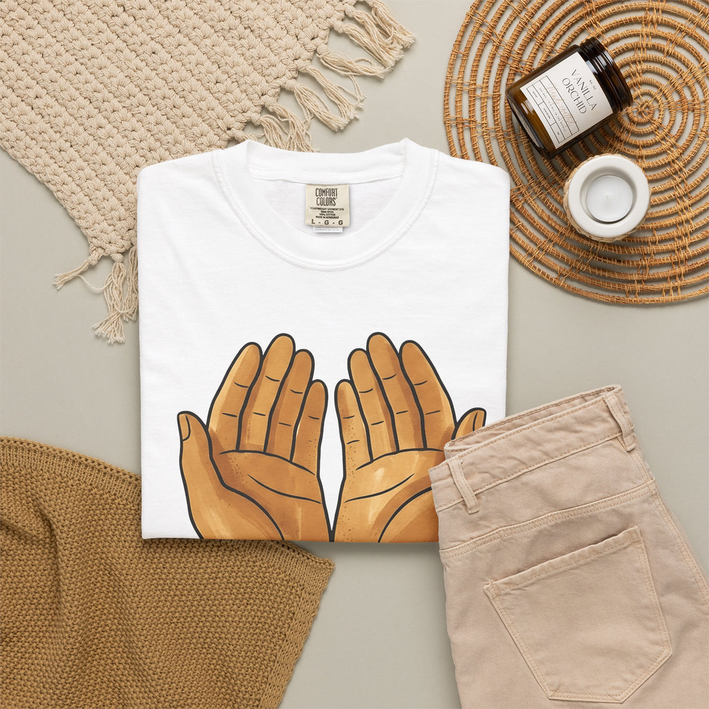 Open Palms T-Shirt Support Thanks Gift Women Sketch T-Shirt Hands T-Shirt Caregiver Enthusiast Drawing Illustration Gratitude Graphic Simple