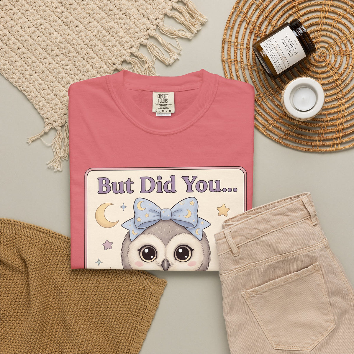 Owl Bow T-Shirt Teachers School Gift Women Kawaii T-Shirt Owl T-Shirt Educator Enthusiast Cute T-Shirt Classroom Graphic Pastel Laptop T-Shirt