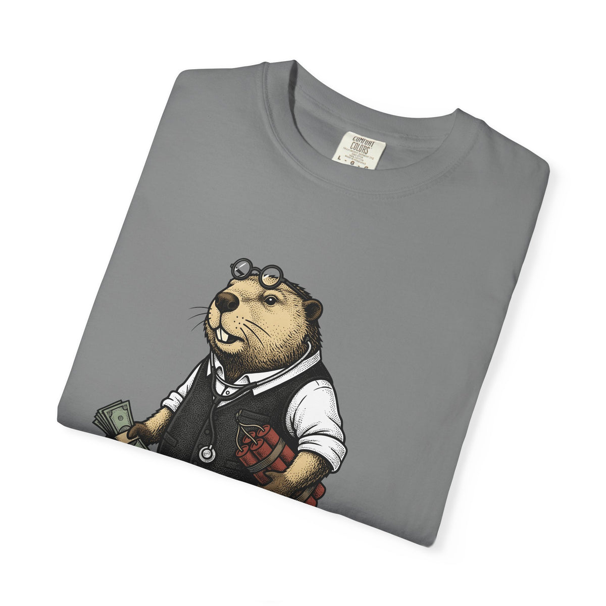 Beaver Apparel T-Shirt Funny Fauna Gift Women Caricature T-Shirt Beaver T-Shirt Humor Fan Cartoon T-Shirt Wildlife Graphic Old School Cash Money