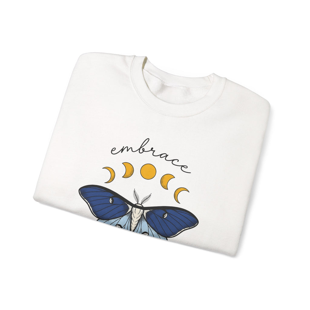 Luna Moth Sweatshirt Boho Chic Occult Gift Women Hippie Sweatshirt Actias Luna Sweatshirt Bohemian Enthusiast Psychedelic Sweatshirt Mystical Graphic Sleek