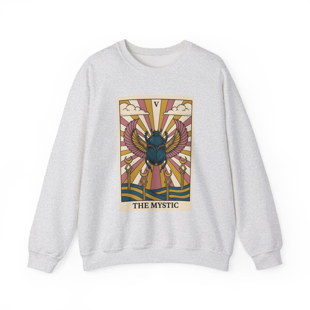 Beetle Sweatshirt Boho Chic Esoteric Gift Women Divination Card Sweatshirt Bug Sweatshirt Bohemian Fan Tarot Sweatshirt Mystical Graphic Hand Drawn Crescent