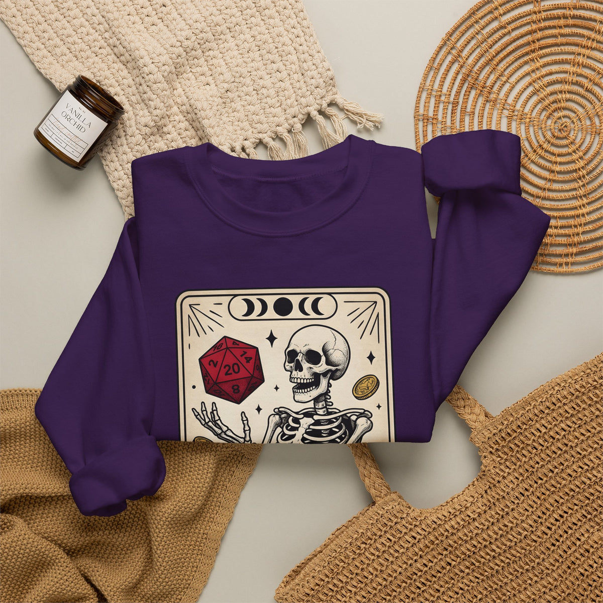 Skull Tarot Card Sweatshirt Tabletop Gaming Roleplaying Gift Women Dark Sweatshirt Tarot Card Sweatshirt Gamer Fan Gothic Sweatshirt Rpg Graphic Retro Game