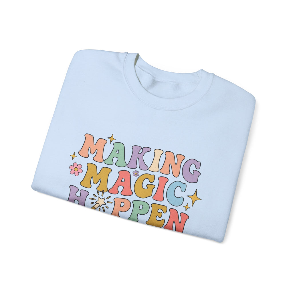 Enchanted Rod Design Sweatshirt Teachers Thanks Gift Women Line Art Sweatshirt Magic Wand Sweatshirt Educator Enthusiast Illustration Graphic Appreciation