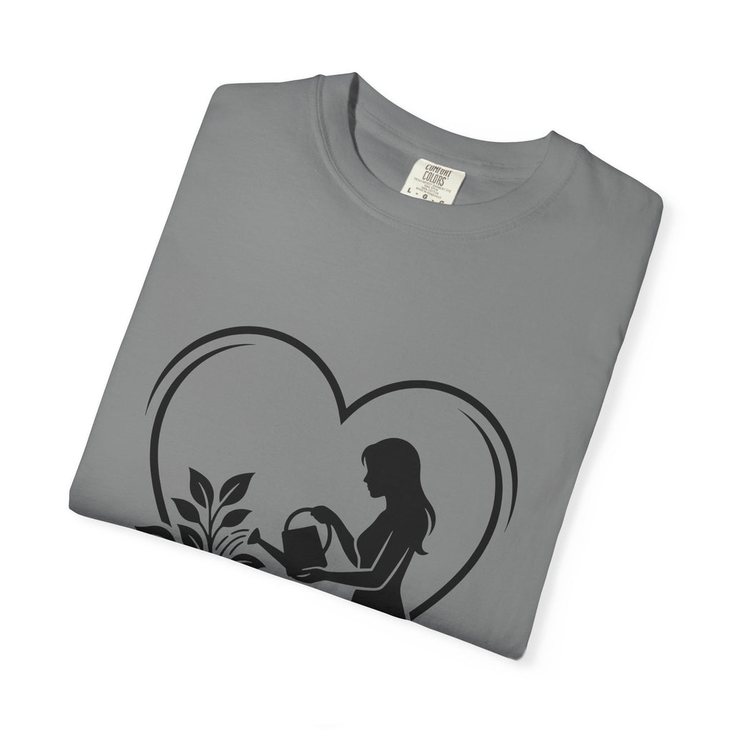 Girl Watering Flower T-Shirt Moms Plants Gift Women Outline T-Shirt Gardener T-Shirt Motherhood Enthusiast Sketch T-Shirt Botanical Graphic Modern
