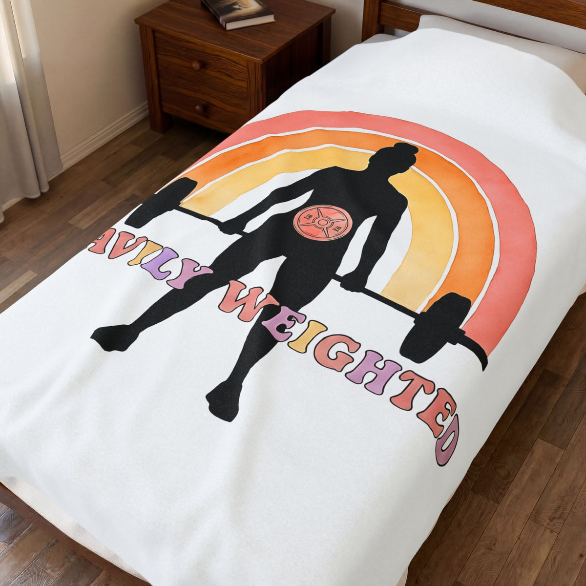 Female Weightlifter Blanket Sports Fitness Gift Women Boho Blanket Weightlifter Blanket Athlete Enthusiast Hippie Blanket Workout Graphic Retro