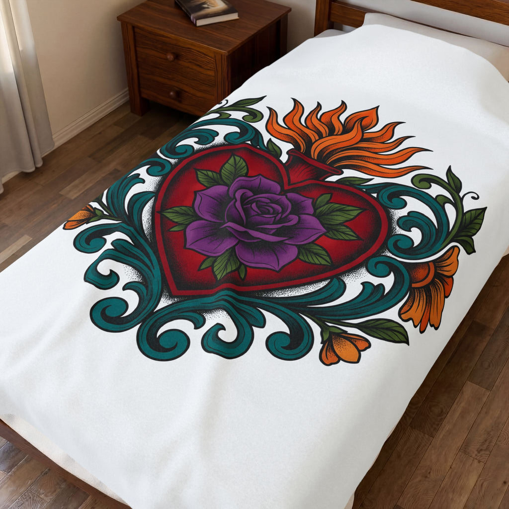 Love Blossom Boho Chic Bloom Gift Ink Flower T Blanket