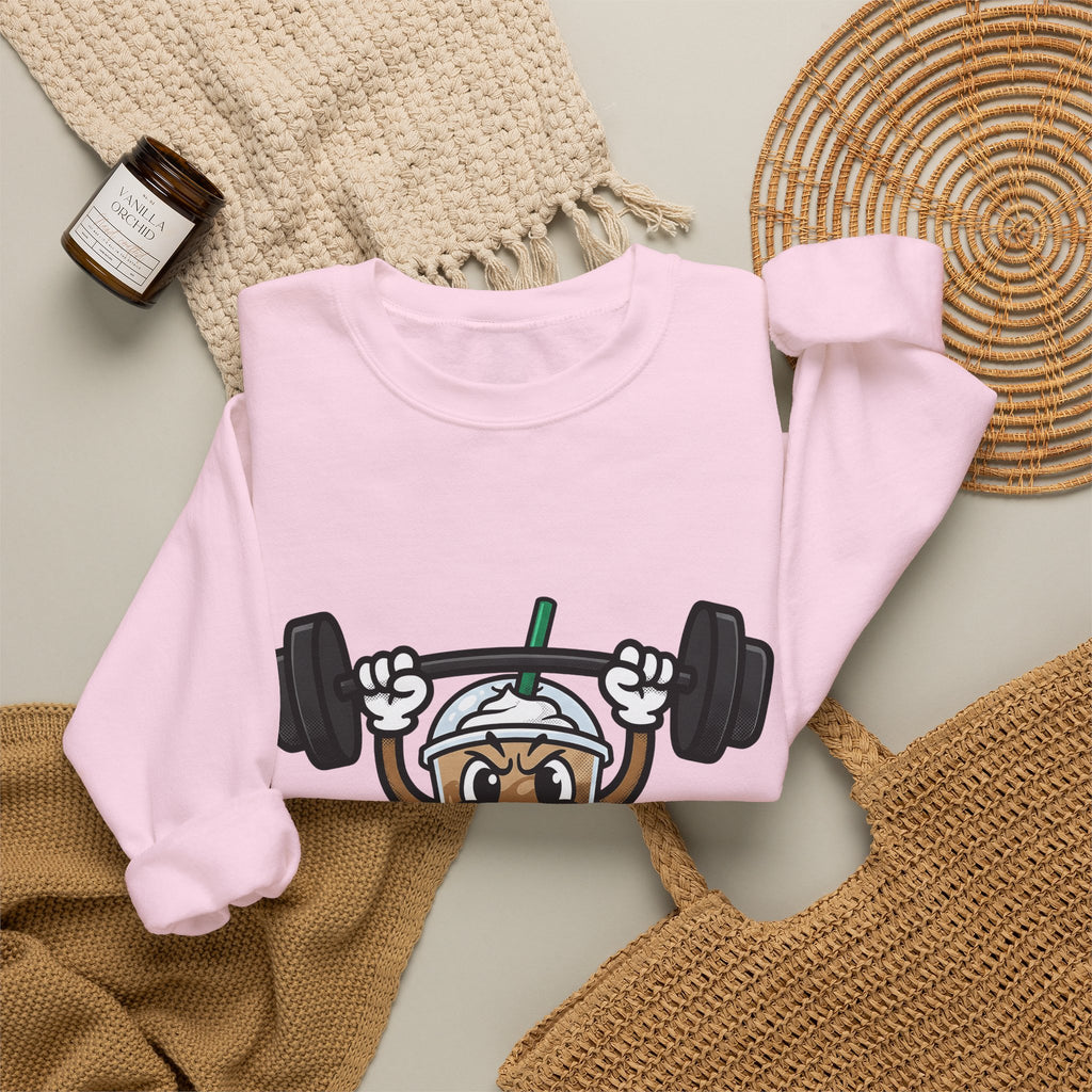 Latte Cup Icon Sweatshirt Coffee Exercise Gift Women Caricature Sweatshirt Coffee Sweatshirt Sweatshirt Coffee Fan Fitness Graphic Sweatshirt Pop Art Gym Weight