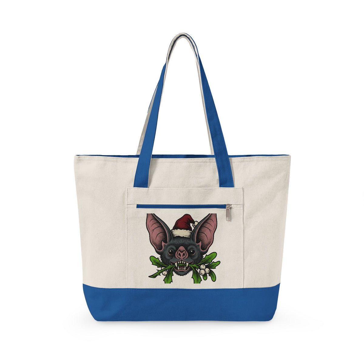 Bat Christmas Hat Tote Bag Christmas Alternative Gift Women Traditional Tote Bag Santa Hat Tote Bag Xmas Fan Vintage Tote Bag Gothic Graphic Retro