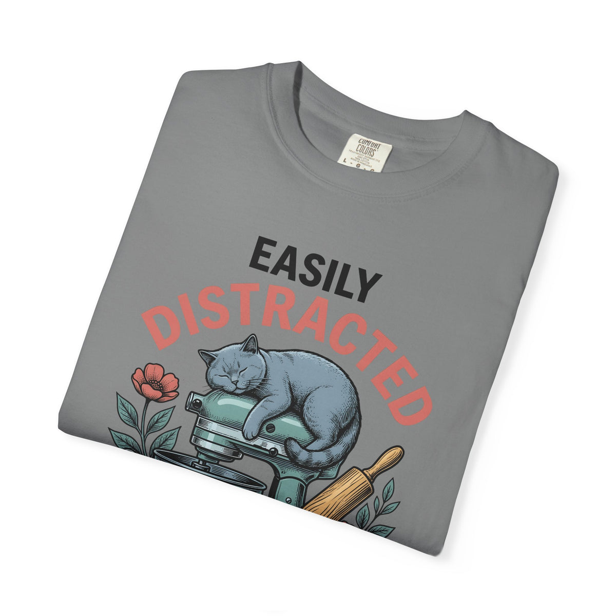 Cat Blender T-Shirt Cat Dessert Gift Women Retro T-Shirt Blender T-Shirt Cat Fan Vintage T-Shirt Pastry Graphic Sketch Blossoms T-Shirt