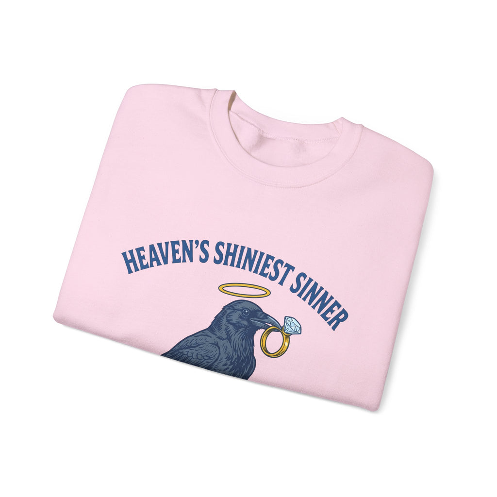 Raven Halo Sweatshirt Funny Animal Gift Women Vintage Sweatshirt Crow Sweatshirt Humor Fan Retro Sweatshirt Creature Graphic Hand Drawn Diamond Ring Sweatshirt