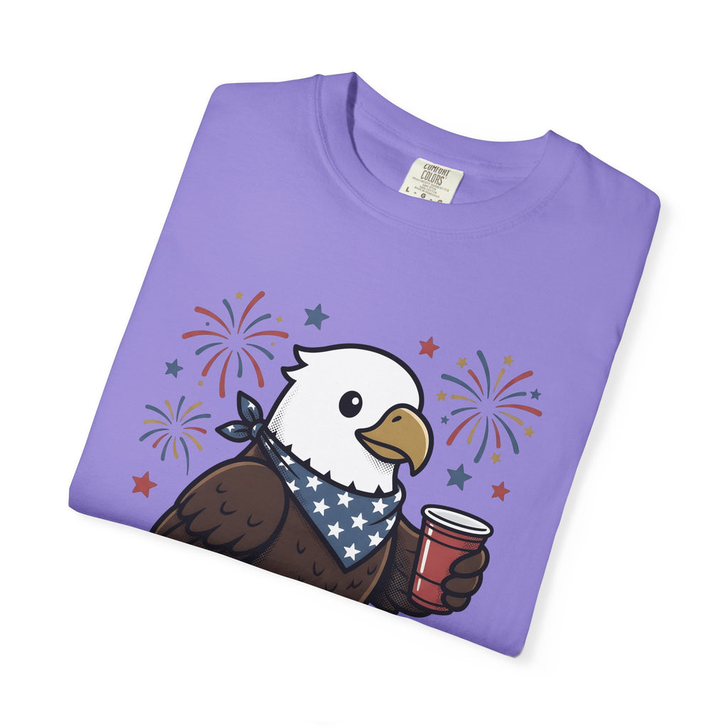 Bald Eagle T-Shirt 4th Of July Usa Gift Women Comic T-Shirt Eagle T-Shirt Independence Day Fan Cartoon T-Shirt American Graphic Vintage Fireworks