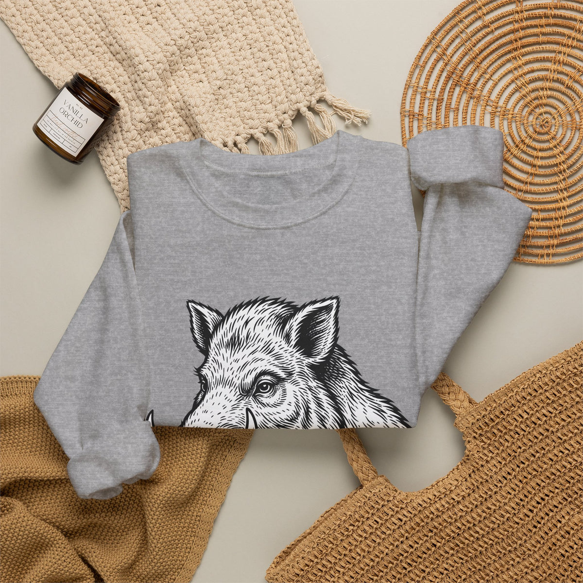 Boar Pipe Sweatshirt Funny Animal Gift Women Woodcut Sweatshirt Smoking Pipe Sweatshirt Humor Fan Print Sweatshirt Wildlife Graphic Vintage Anchor Sweatshirt