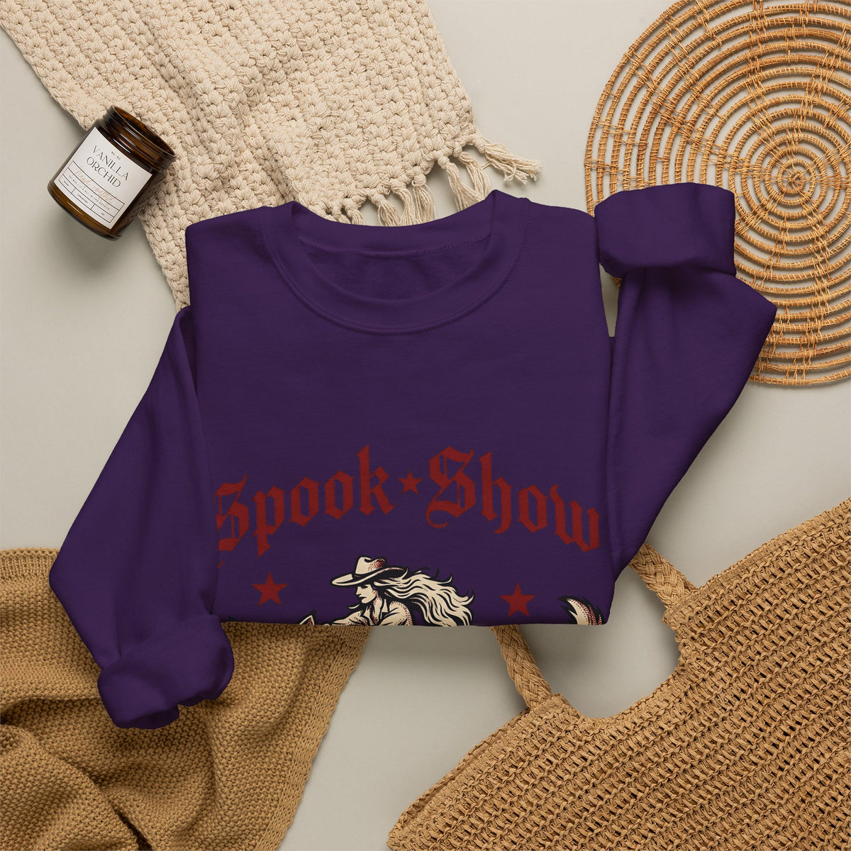 Cowgirl Kitten Halloween Rodeo Gift Farmhouse Kitten Horror Fan Rustic Rodeo Nostalgic Twinkles Sweatshirt