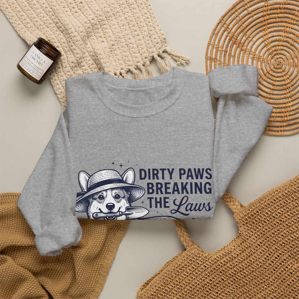 Corgi Canine Sweatshirt Dog Horticulture Gift Women Old School Sweatshirt Dog Sweatshirt Dog Fan Puppy Sweatshirt Gardening Graphic Outline Hand Shovel Sweatshirt