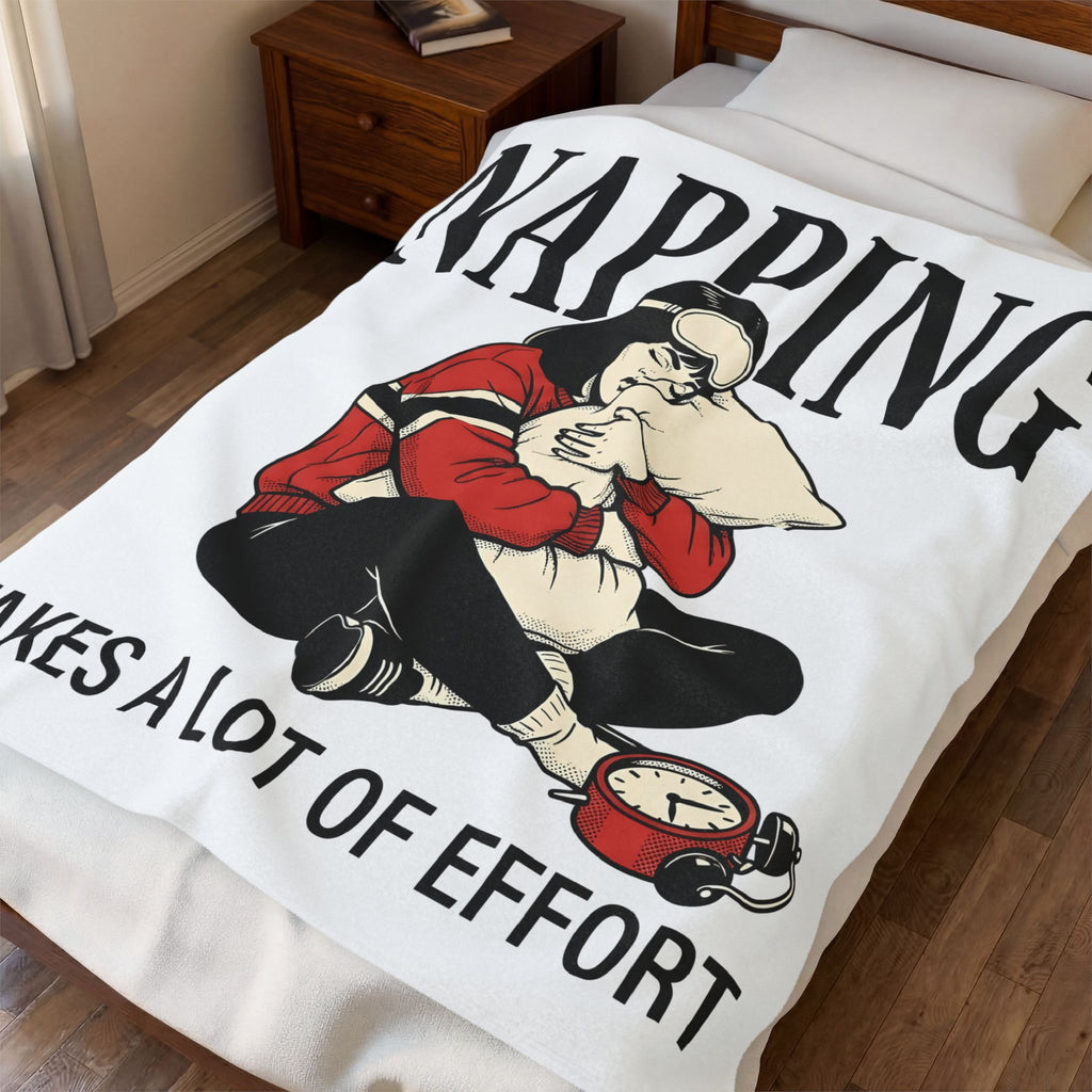 Girl Blanket Blanket Funny Sleep Gift Women Comic Blanket Plushie Blanket Humor Fan Cartoon Blanket Slumber Graphic Retro Alarm Clock Blanket