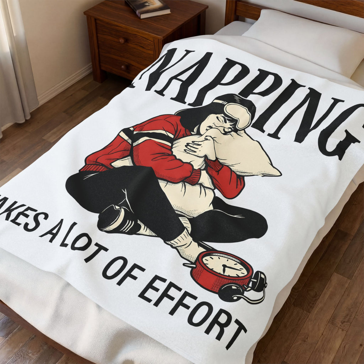 Girl Blanket Blanket Funny Sleep Gift Women Comic Blanket Plushie Blanket Humor Fan Cartoon Blanket Slumber Graphic Retro Alarm Clock Blanket