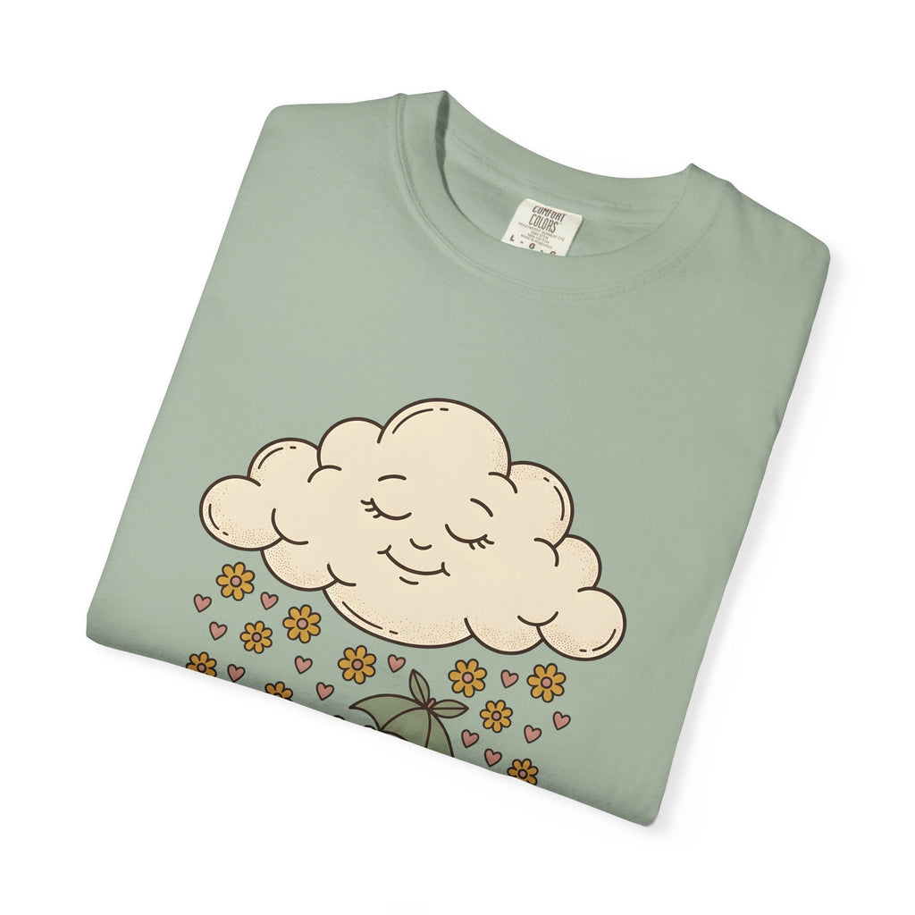 Joyful Cloud T-Shirt Boho Chic Encouragement Gift Women Cartoon T-Shirt Cloud T-Shirt Bohemian Fan Illustrated Graphic T-Shirt Hand Drawn Bloom
