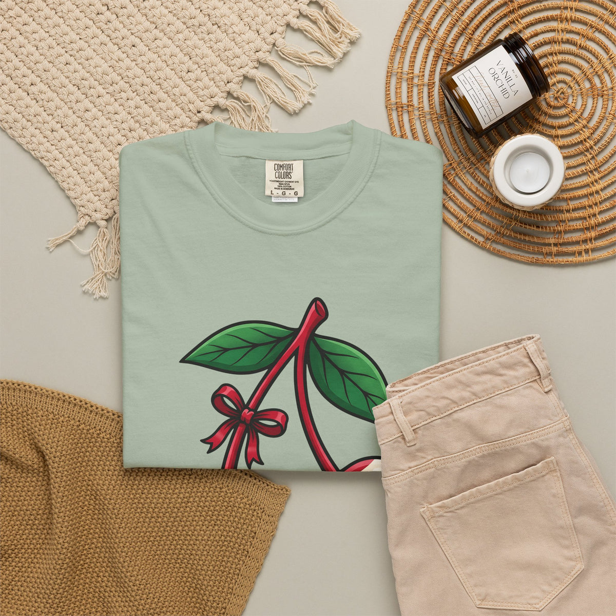 American Cherries 4Th Of July Beach Gift Comic Cherry Independence Day Fan Cartoon Coastal T-Shirt