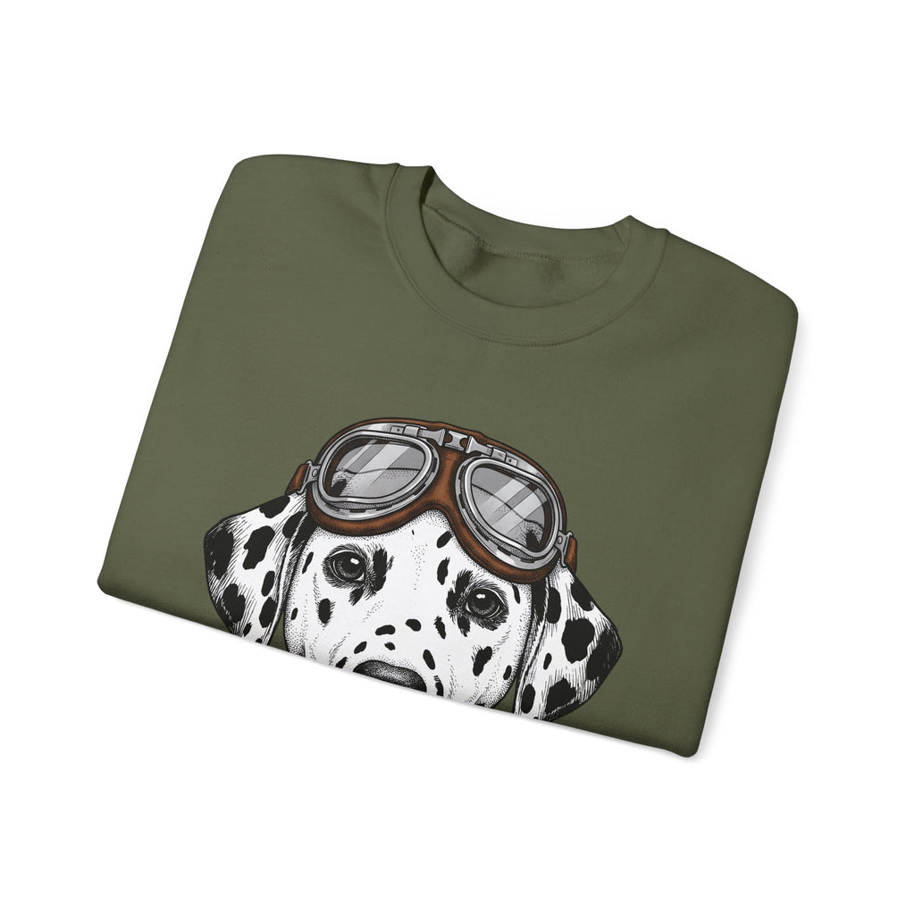 Dalmatian Puppy Sweatshirt Dog Pets Gift Women Line Art Sweatshirt Puppy Sweatshirt Dog Fan Dalmatian Sweatshirt Animal Graphic Retro Pilot Goggles Sweatshirt
