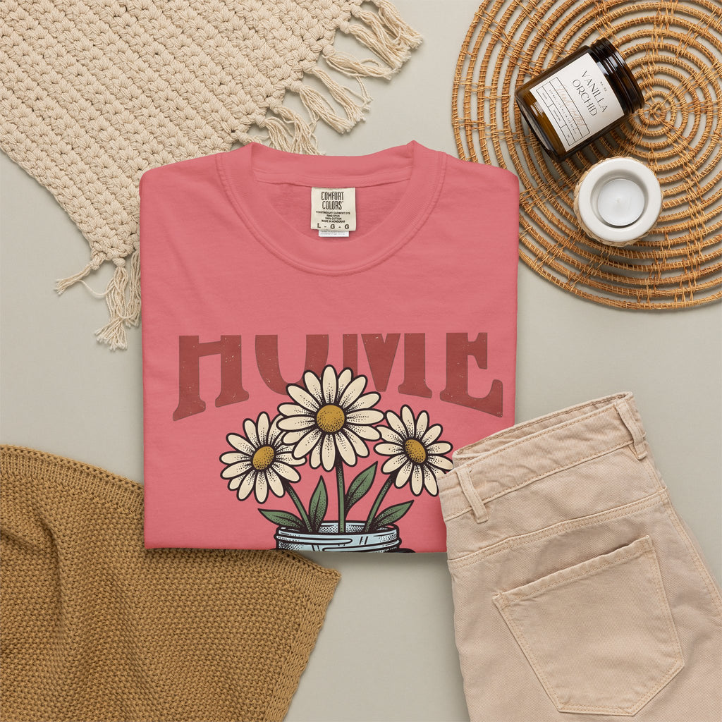 Daisy Glass Jar T-Shirt America Country Gift Women Retro T-Shirt Mason Jar T-Shirt Patriot Fan Vintage T-Shirt Rural Graphic Sketch Flag Ribbon