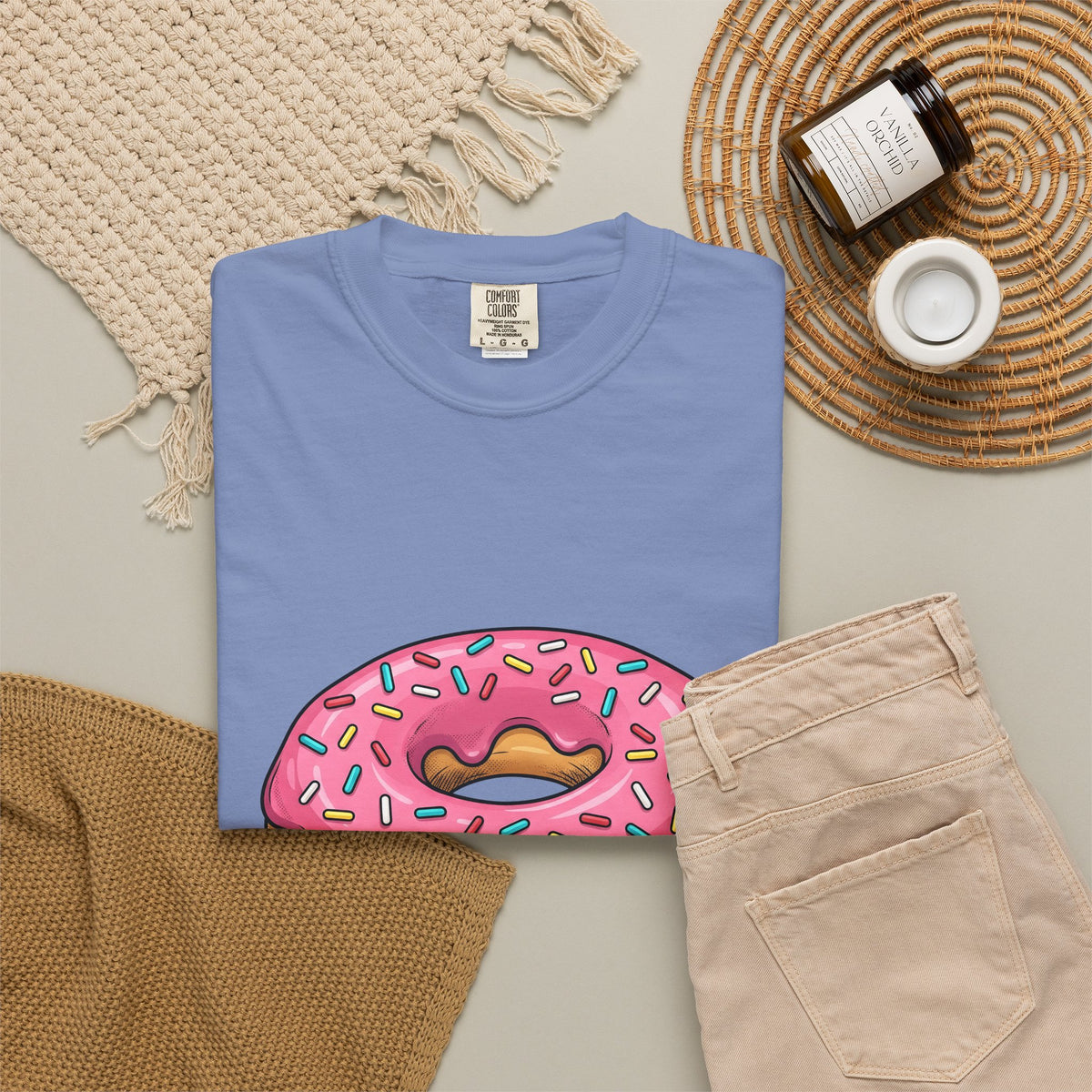 Donut Image T-Shirt Desserts Cuisine Gift Women Comic T-Shirt Doughnut T-Shirt Pastry Fan Cartoon T-Shirt Food Graphic Modern Nonpareils T-Shirt