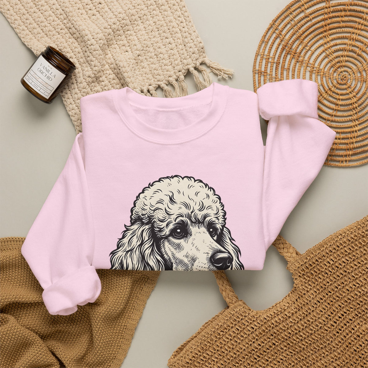 Poodle Dog Sweatshirt Dog Creatures Gift Women Shabby Chic Sweatshirt Poodle Sweatshirt Dog Fan Canine Graphic Sweatshirt Vintage Design Sweatshirt Line Art Floral